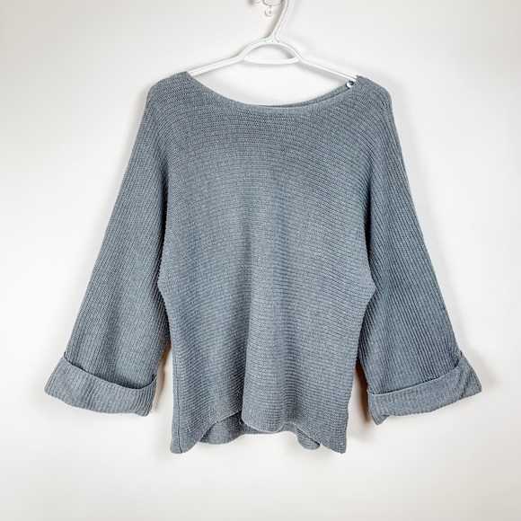 MusHush Sweaters - Wide Sleeve Boatneck Grey Slouchy Sweater